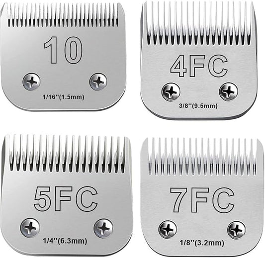 4Pack Dog Grooming Blades Compatible with Andis Dog Clippers,Dog Clipper Blades Compatible with Oster A5,Wahl km10 Dog Clippers for Animal Dog Cat Horse,Stainless-Steel Blade Sharp