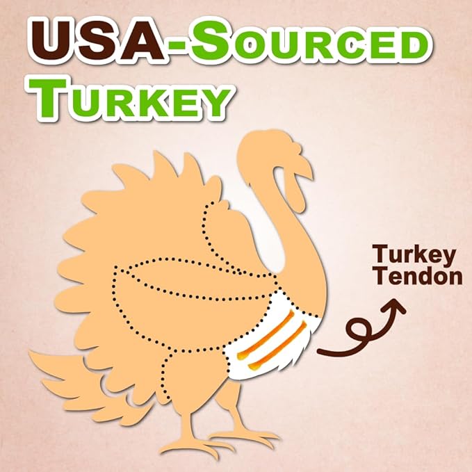 Afreschi Turkey Tendon Pretze (M) 3.17 oz, USA-Sourced Turkey Tendon, All Natural Human Grade Dog Chew, Hypoallergenic, Rawhide Alternative, Dog Treats for Medium Breeds