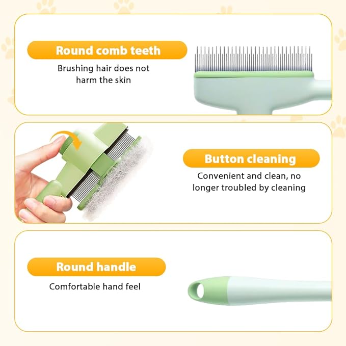 Pet Hair Removal Comb, 2025 New Flea Comb, Multifunctional Grooming Brush for Home Use, Portable Shedding Brush for Pet Owners (Blue)