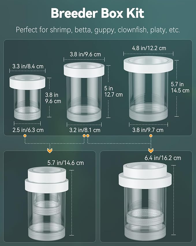 Pawfly Breeder Box for Fish Tank, Aquarium Fish Breeding Box, Floating Guppy Breeder Box, Baby Fish Separator for Aquarium, Plastic Hatchery Incubator Isolation Box for Shrimp Betta Clownfish, Medium