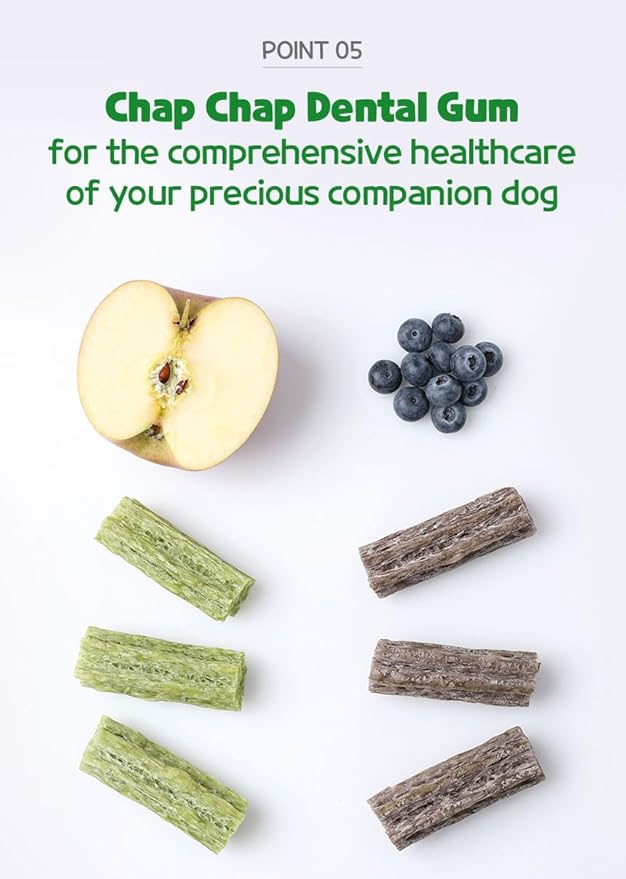 SSOMDALPET Chap Chap Dental Gum for Dogs, 30 Chews | Soft & Chewy, Dental Care Treat, Large Pack, Joint & Bone, Eye & Skin, Gut & Probiotics Options (30 Count, Eye & Skin (Blueberry/Purple))