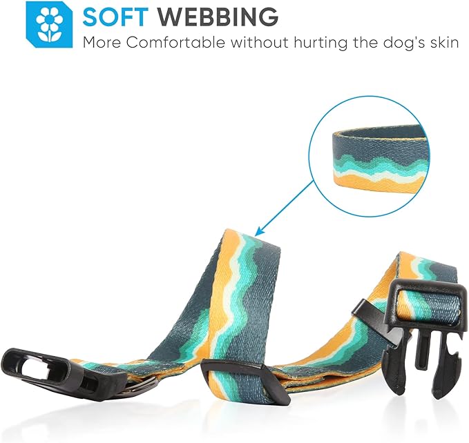 HEELE Dog Collar, Adjustable Soft Dog Collar for Small Medium Large Dogs,Floral Patterned Puppy Collars with Quick Release Buckle M Length 13.39''-20.87''