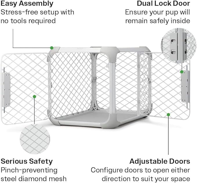 DIGGS Evolv Dog Crate - Slim, Durable Dog Kennel with Removable Ceiling Panel and Modular Design - Safe, Stylish, and Convenient (Ash, Medium)