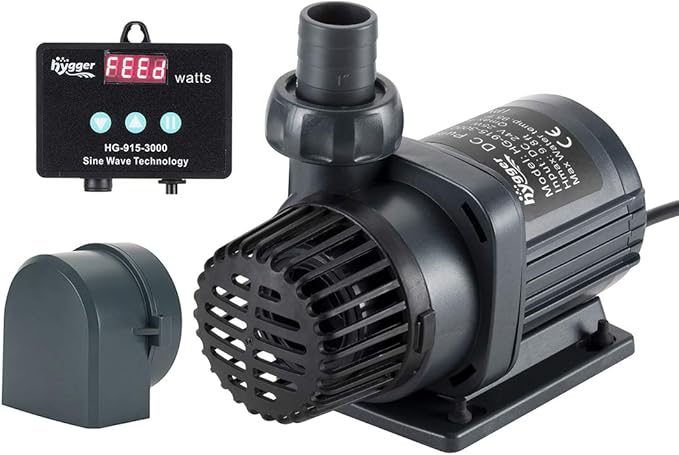 hygger 24V DC Water Pump Inline Submersible Saltwater Aquarium Pump with Controller Return Pump for Sump Tank 2650 GPH