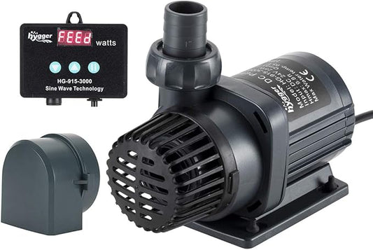 hygger 24V DC Water Pump Inline Submersible Saltwater Aquarium Pump with Controller Return Pump for Sump Tank 2650 GPH