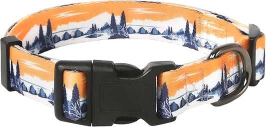 HEELE Dog Collar, Adjustable Soft Dog Collar for Small Medium Large Dogs,Floral Patterned Puppy Collars with Quick Release Buckle XS Length 8.5''-11''