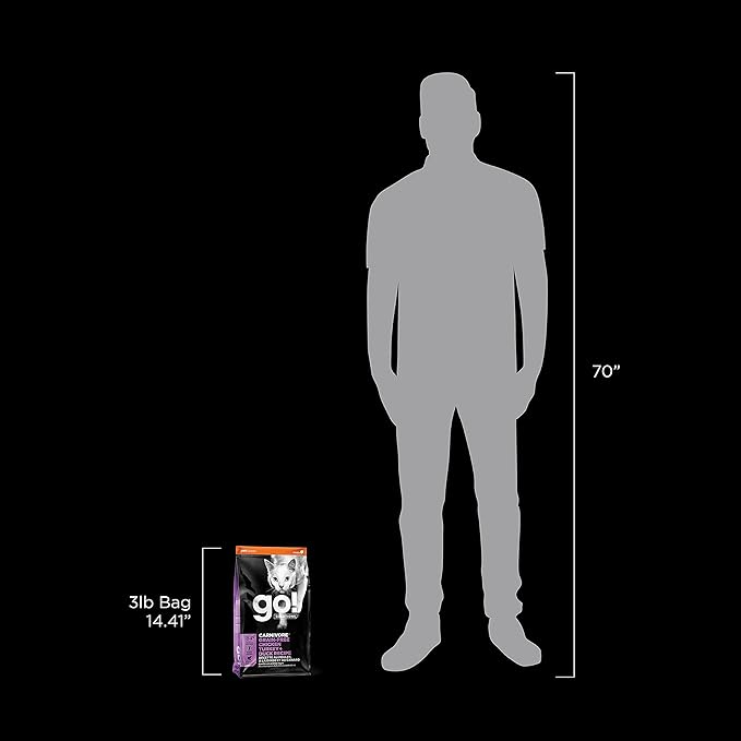 Go! Solutions Carnivore, Grain-Free, Protein Rich Dry Cat Food, Chicken, Turkey and Duck Recipe, 3 lb Bag