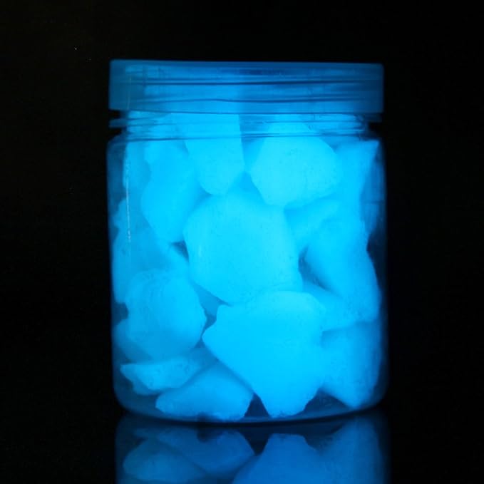 Shiny Stone Glow in The Dark Gravel, Fish Tank Aquarium Gravel Sand, Decorative Gravel Rocks,Aquarium Gravel Stones for Home and Fairy Garden Decoration,305g/0.67lbs (Sky Blue, 15-22mm)