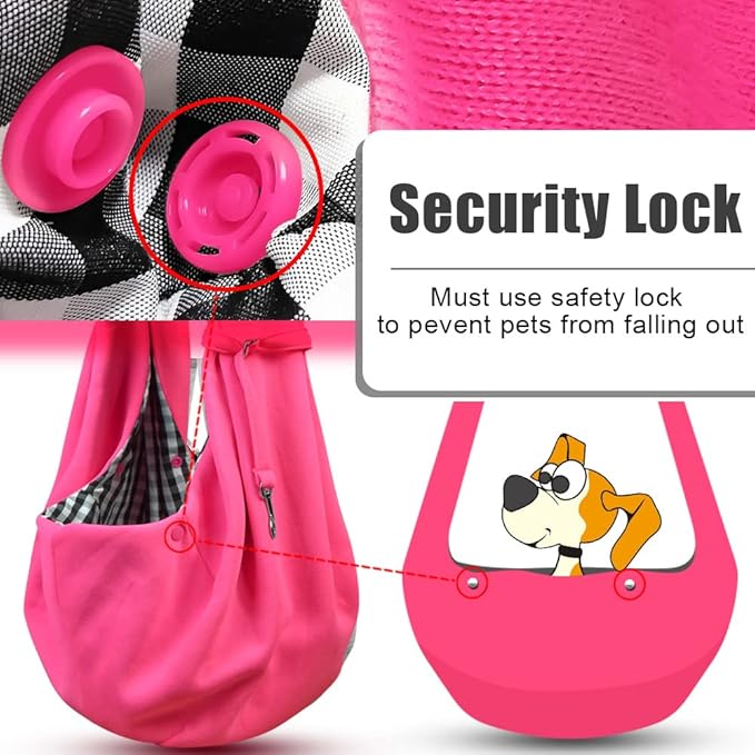 Tomkas Small Dog Sling Carrier - Classic Pocket & Classic Strap - for 3-10 lbs Pets(Rosered)