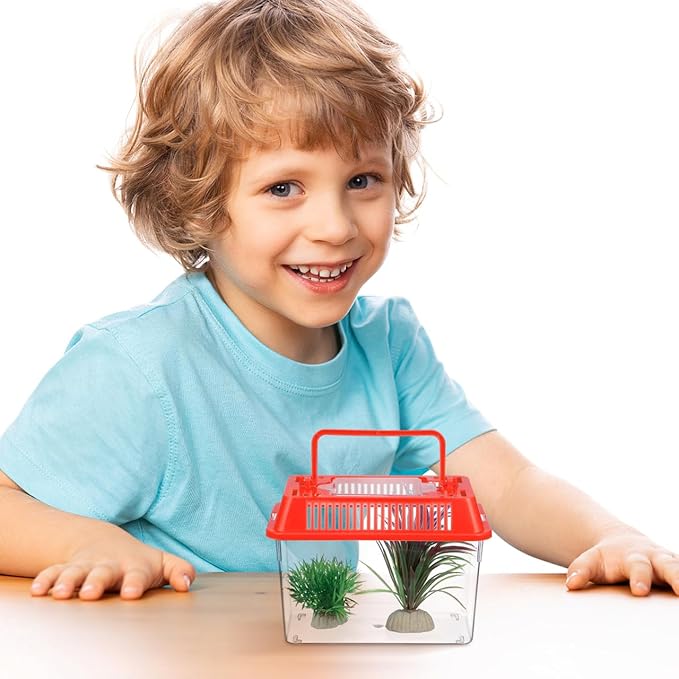 Mini Handheld Fish Tank Portable Plastic Aquarium with Lid for Turtles and Pet Fish Easy to Clean Transparent Design for Goldfish and Aquatic Pets