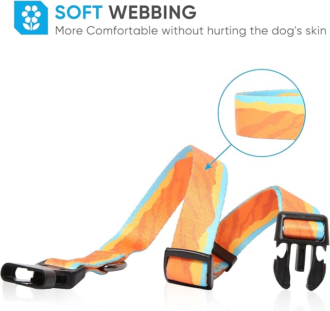 HEELE Dog Collar, Adjustable Soft Dog Collar for Small Medium Large Dogs,Floral Patterned Puppy Collars with Quick Release Buckle M Length 13.39''-20.87''