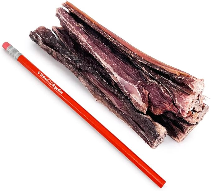 ValueBull Beef Jerky Gullet Sticks, Premium Dog Chews, 6 Inch, 200 Count Bulk Pack - Natural Collagen, Glucosamine & Chondroitin for Joint Health, Single-Ingredient Beef Esophagus