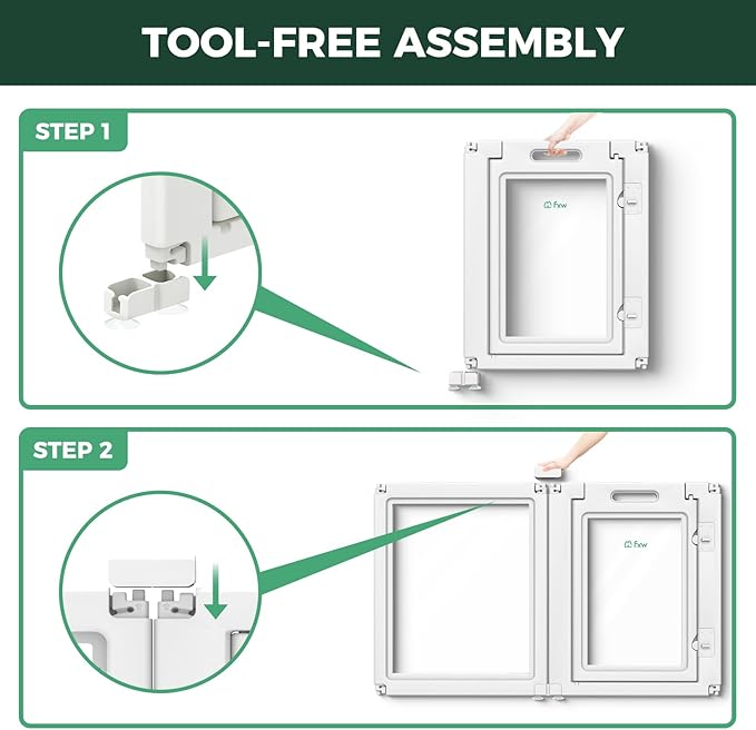 FXW AuraSpace Acrylic Indoor Unleashed Dog Playpen for Small and Medium Dogs, 30 Inch, 12 Panels, White