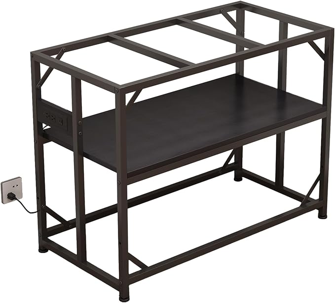 Sturdy Metal Aquarium Stand with Power Outlets, Adjustable Storage Cabinet - 660LBS Capacity, Black - Suitable for 40 Gallon Fish Tank, Turtle Tank, Fish Tank Accessories - Perfect Fish Tank Stand for Organization and Convenience