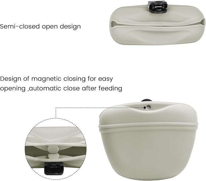 AUDWUD Silicone Dog Treat Pouch,Clip on Portable Training Container,Convenient Magnetic Buckle Closing and Waist Clip,No BPA