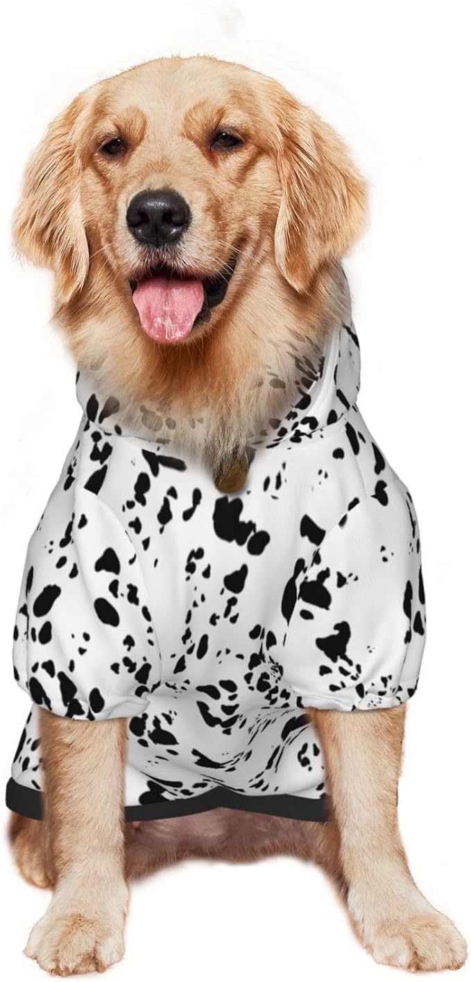Dalmatian Hoodie, Cute Halloween Cosplay Winter Costume With Pocket, Dalmatians Print Clothes for Medium Large Dogs