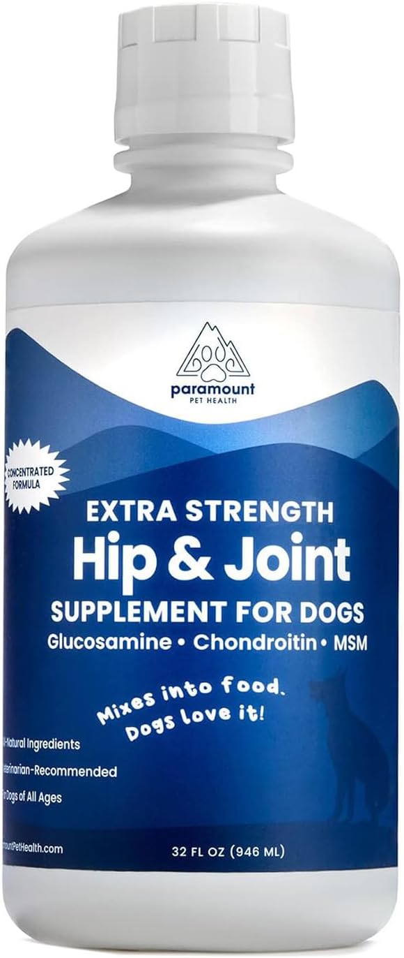 Concentrated Liquid Glucosamine for Large Dogs, Infused with MSM, 5200mg Chondroitin & Glucosamine Liquid for Dogs Hip & Joint Supplement for Mobility & Comfort, 32 oz