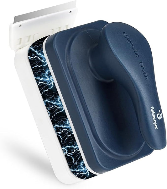 Aquarium Strong Magnetic Glass Cleaner Brush, Fish Tank Algae Magnet Cleaning Tool with 2 Detachable Scrapers, Mag Float Scrubber for 0.25-0.375Inch Glass and Acrylic Tanks