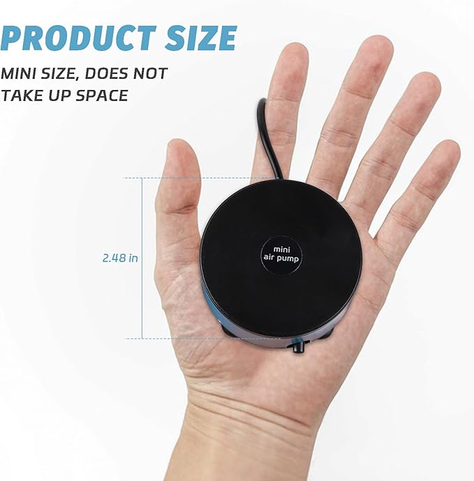 Nano Silent Aquarium Air Pump, Portable USB air Pump with Accessories, Suitable for 1-15 Gallon Fish Tanks, 200ml per Minute