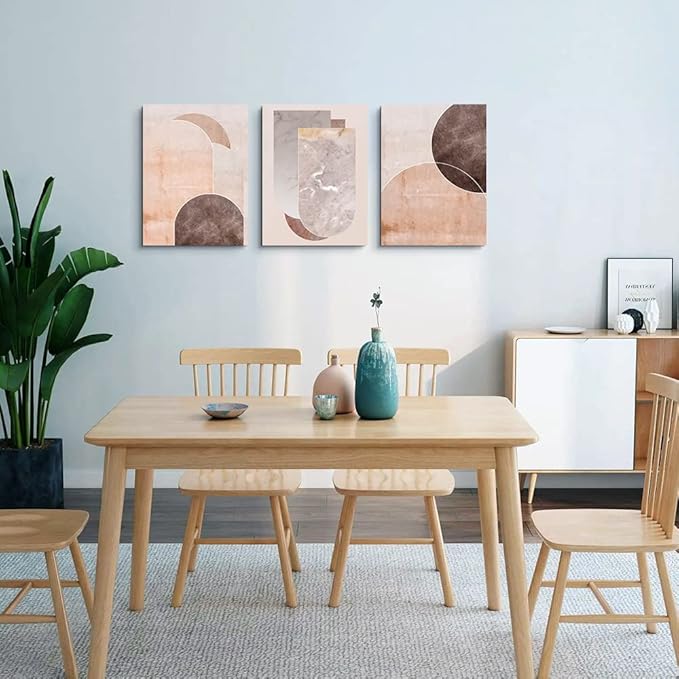AHUASJART Boho Wall Decor Living Room Canvas Wall Art For Office Large Size Wall Decorations For Bedroom Modern Abstract Geometry Paintings Canvas Pictures Artwork Inspirational Home Decor 3 Piece