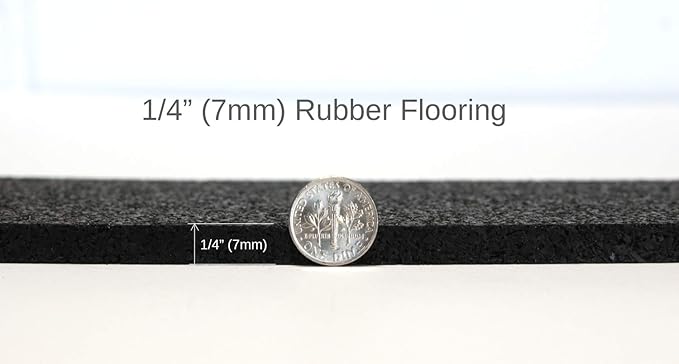 American Floor Mats 1/4in (7mm) Thick Solid Black 4' x 45' Heavy Duty Rubber Rolls, Protective Exercise Mats, Home Gym Rubber Flooring