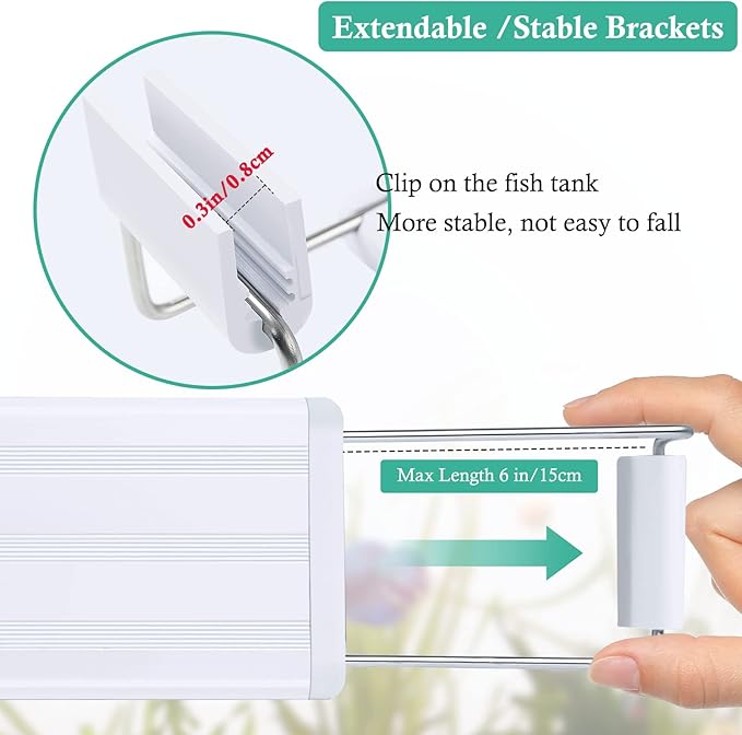 HITOP Full Spectrum LED Aquarium Light – 12” 16” 24” 32” Classic Fish Tank Light with RGB LEDs, with Timer and Stable Extendable Brackets (12-20in)