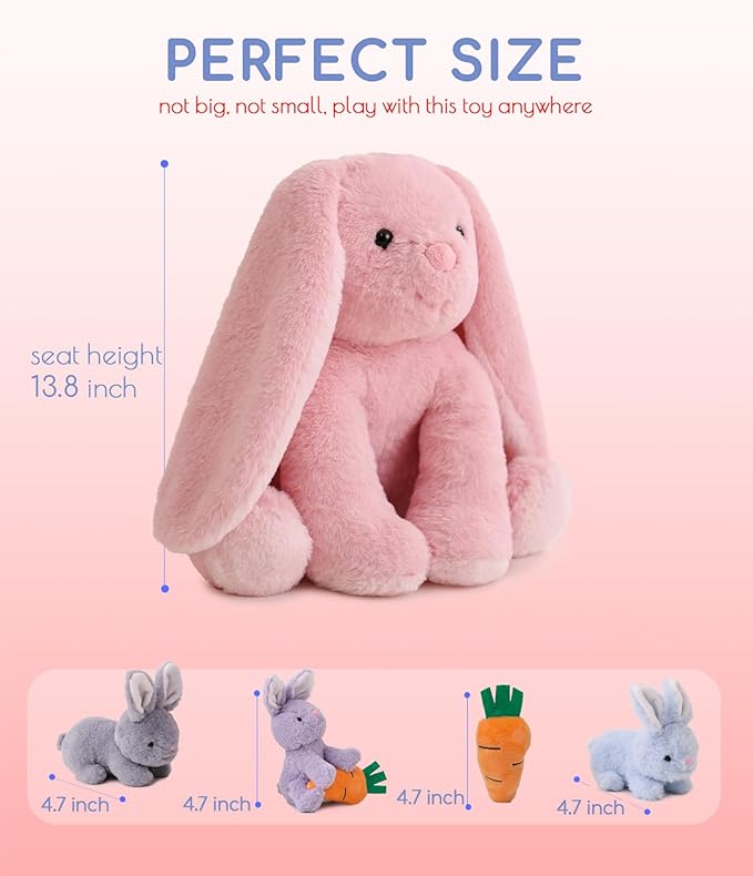 5 Pieces Rabbit Stuffed Animals for Girls,1 Mommy Rabbit with 4 Babies,Plush Bunny Stuffed Toy Gifts for Kids Children 3 4 5 6 7 8 9 Years,Soft Stuffed Bunny for Christmas,Birthday,Party Decorations