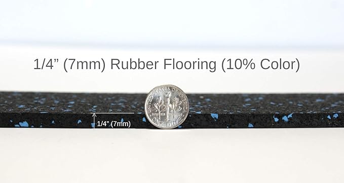 American Floor Mats 1/4in (7mm) Thick 10% Mocha 4' x 45' Heavy Duty Rubber Rolls, Protective Exercise Mats, Home Gym Rubber Flooring