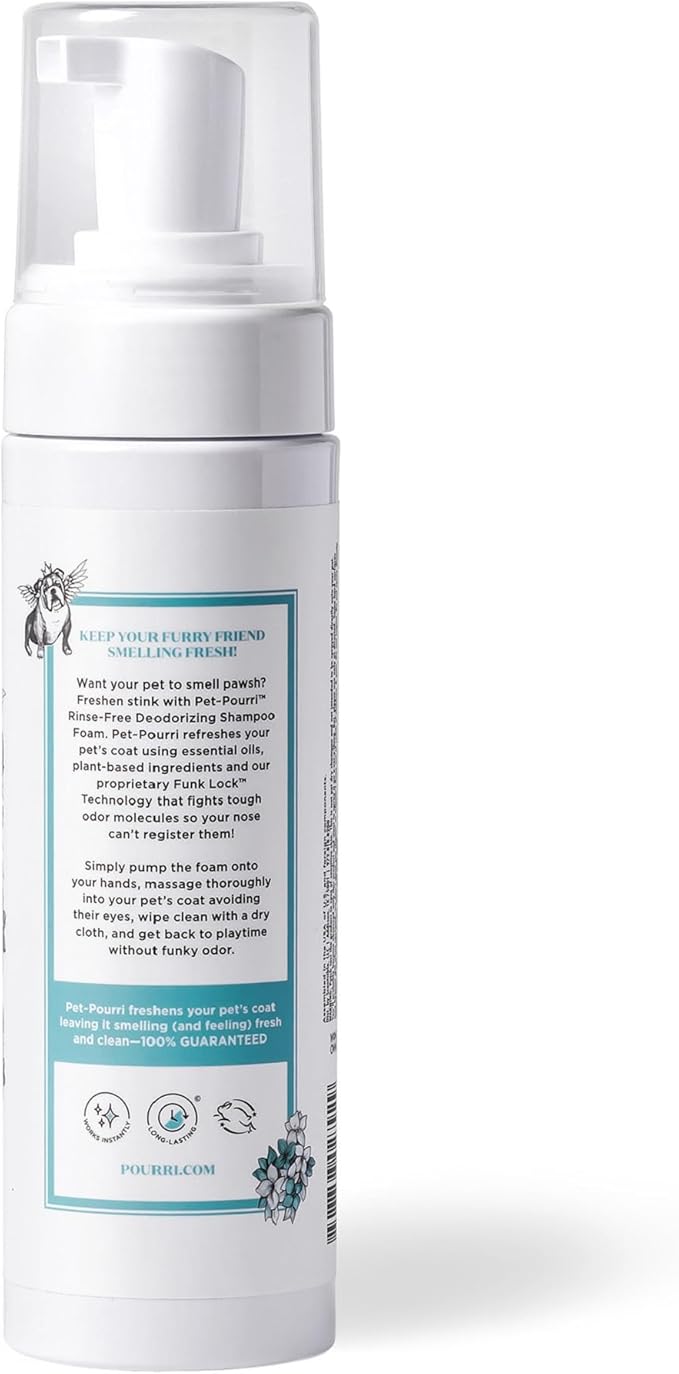 Poo-Pourri Rinse-Free Deodorizing Dry Shampoo for Dogs & Cats – Moisturizing Skin & Coat Soothing Formula - Plant Based Ingredients – Pineapple, Jasmine & Pear – No Rinse Foam Shampoo for Pet Odor