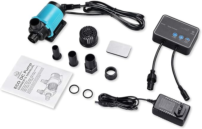 520GPH 20W 9FT Aquarium 24V DC Water Pump with Controller, Submersible and Inline Return Pump for Fish Tank,Aquariums,Fountains,Sump,Hydroponic,Pond,Freshwater and Marine Water Use