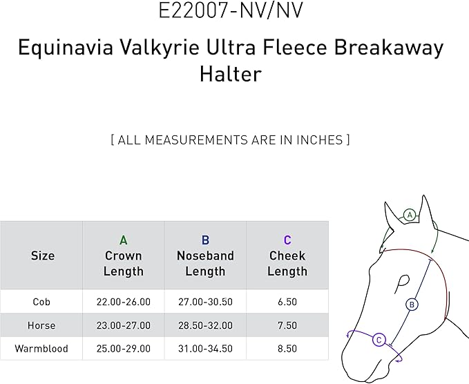 Equinavia Valkyrie Soft Ultra Fleece Padded Adjustable Breakaway Horse Halter - Navy/Navy - Warmblood