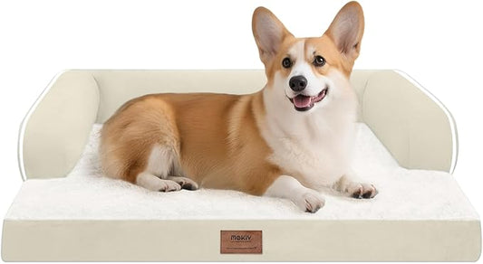 Dog Bed Medium Size Dog-Orthopedic Waterproof Bed for Dogs,Foam Couch Sofa with Washable Removable Cover & Non-Slip Bottom-Beige