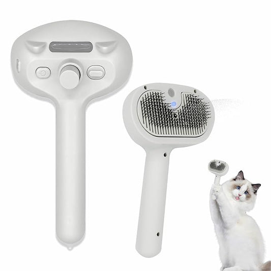4 in 1 Cat Steam Brush, Self Cleaning Steamy Pet Brush, Anti Static Pet Spray Hair Removal Comb for Removes Loose Hair and Reduces Shedding