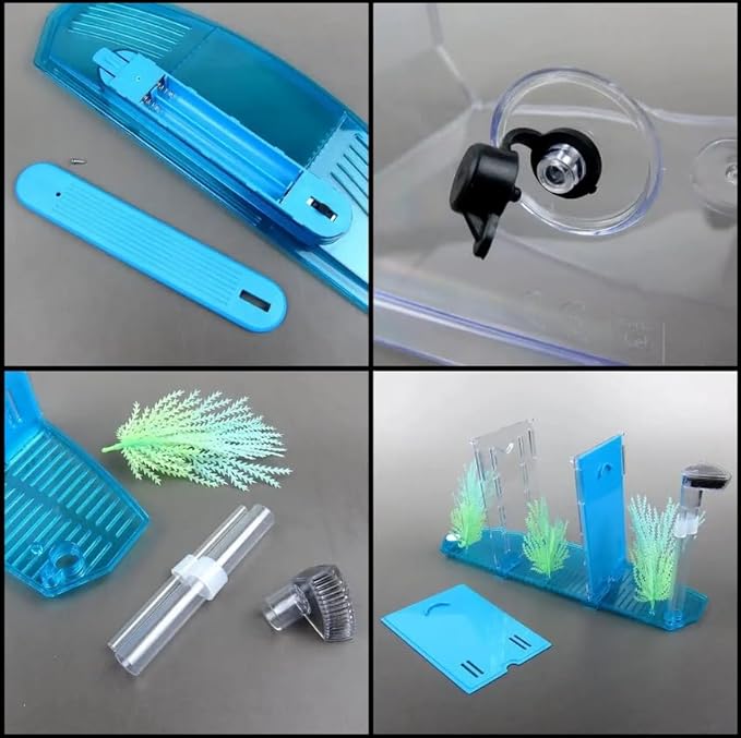 Betta Fish Tank, Adjustable Light Isolation Acrylic Small Aquarium with LED Light, Small Fish Tank Starter Kit, Beta Fish Tank with Water Change Valve for Office Home Room Decor (Blue)