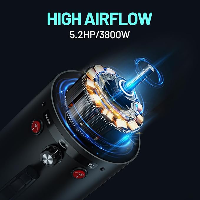 Dog Dryer High Velocity Dog Hair Dryer with 4 Nozzles 5.2HP/3800W (Professional Super Cyclone), Stepless Adjustable Speed Temperature Dogs Grooming Blow Dryer with Heater for Pets Hair Dryer, Yellow