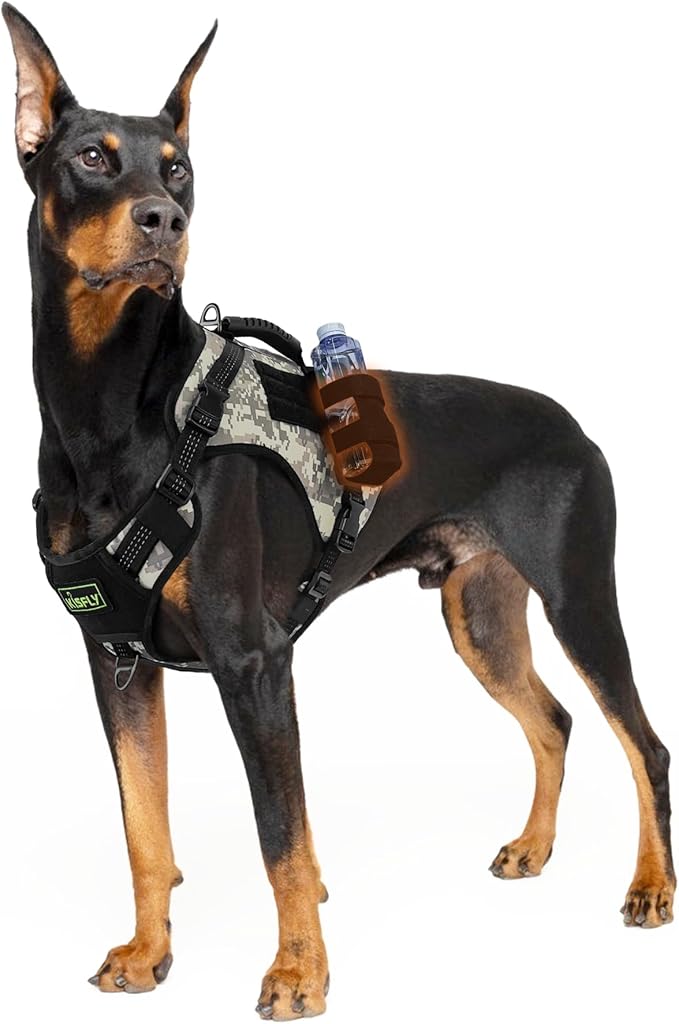 Dog Tactical Harness with Reflective Design, Breathable and Adjustable Tactical Dog Vest, No Choke Harness, Military Grade Gear for Training, Hunting, Outdoor Adventures, Camouflage M