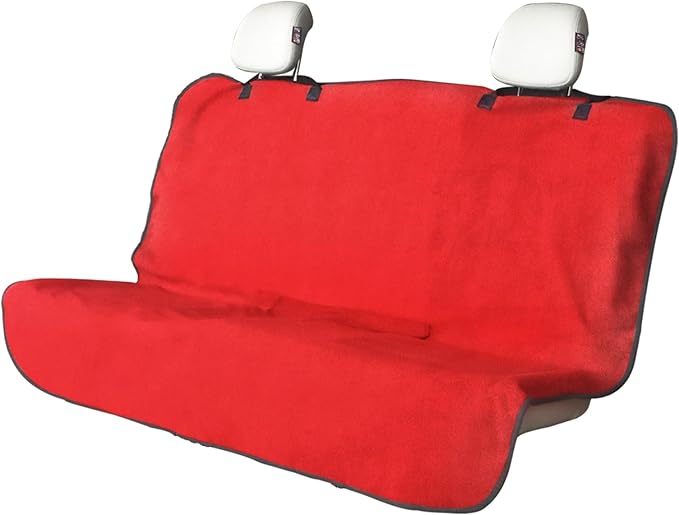 Back Seat Cover for Car Trucks Van SUV,Waterproof Rear Bench Towel Seat Covers for Dogs and Kids,Automotive Backseat Protector (Red)