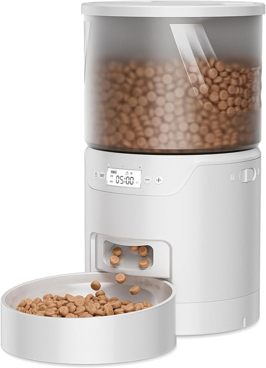 Automatic Cat Feeder: 3L Auto Food Dispenser with Timed Feeding| 6 Meal Programmable& 1-20 Portion Precise Control- Easy to Clean & Setup for Cat Indoor| Desiccant Bag Keep Food Fresh