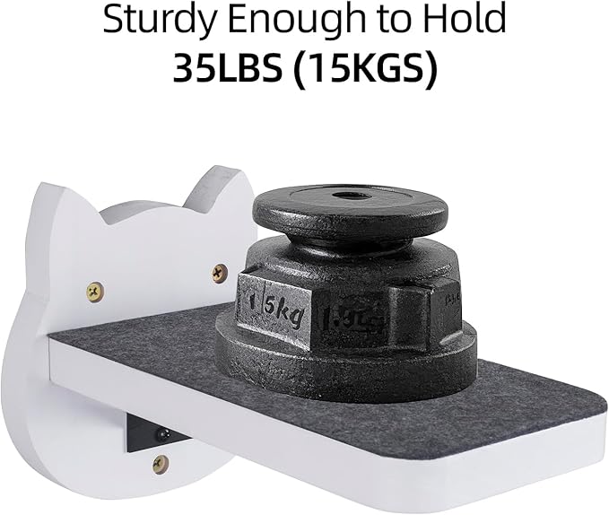 ESPETS White Painted Wooden Cat Wall Floating Steps Set of 3 - Wall Mounted Cat Floating Furniture Shelves and Perches, Sturdy Climber Stairs Ladders - Holds up 30lbs