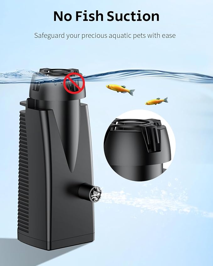 Pawfly 80 GPH 4 W Aquarium Surface Skimmer for Fish Tanks up to 92 Gallons, Aquarium Oil Film Processor, Fish Tank Filter with Bio Sponge & Suction Cups, Fish Tank Oil Skimmer, Oil Film Remover