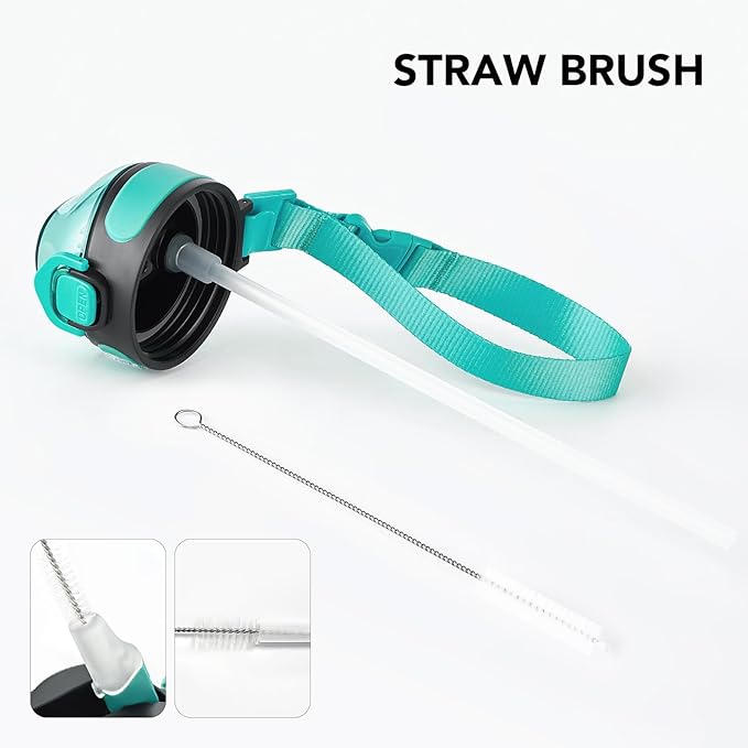 Enerbone 24 oz Insulated Water Bottle, Stainless Steel Bottle with Carrying Strap, Double-Wall Vacuum Insulation Design, Leakproof Sports Bottle with Straw, Keep Drinks Cold or Hot for Hours