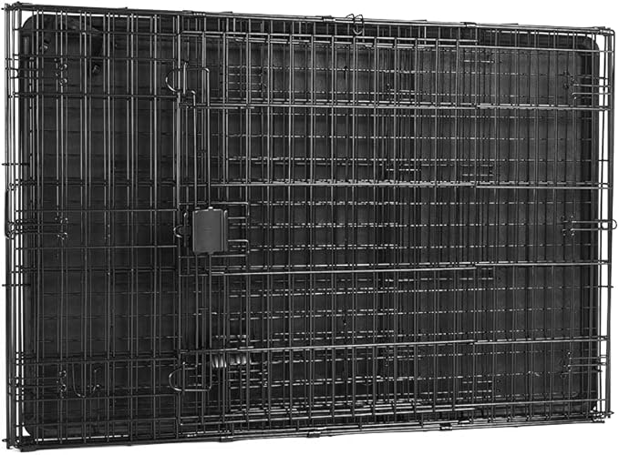Amazon Basics Durable,Foldable Metal Wire Dog Crate with Tray, Double Door, 42 x 28 x 30 in, Black