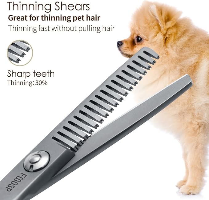 4.5" Thinning Shears for Dogs Grooming Face with Safety Round Tip for Small Dogs Face Paw Ears Trimmer Professional Small Cat Grooming Scissors (4.5" Blender, Gray)