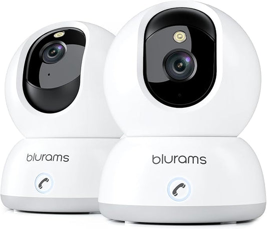 blurams 2K Pet Camera, Cameras for Home Security with One-Touch Call, Indoor Camera w/Color Night Vision, Motion Tracking, Cloud & SD Card Storage (2Pack)