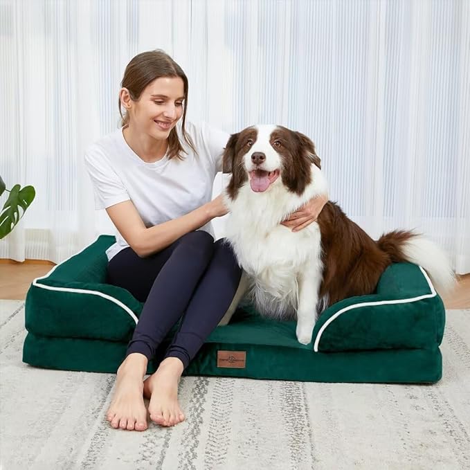 Comfort Expression Orthopedic Dog Bed Waterproof, XXL Dog Beds for Oversized Dogs, Washable Dogs Sofa Bed with Removable Cover & Non-Slip Bottom(XX-Large,Emerald)