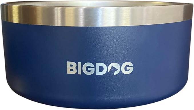 BIGDOG Large Dog Bowls, Stainless Steel, No Spill, 100 Ounce, Blue