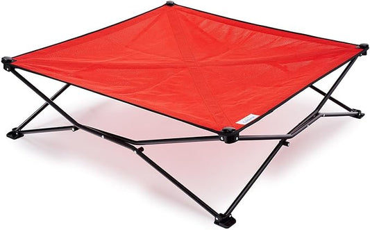 Coolaroo On-The-Go Elevated Dog Bed - Foldable Pop-Up Travel Dog Bed with Breathable, Moisture-Resistant Fabric, Carry Bag Included, Lightweight & Portable, Red, Extra Large