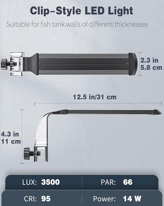 Pawfly Aquarium LED Light 24/7 Fish Tank Light with Full Spectrum Brilliant White Blue Red Green Lights Multi-Colored LEDs with D/N Mode Single Color Effects Timer and Adjustable Brightness