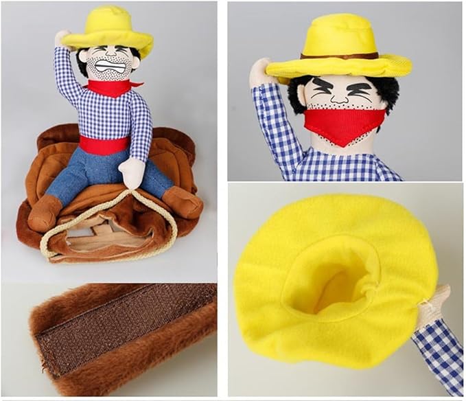 Deluxe Cowboy Rider Pet Costume - Funny Dog Halloween Outfit with Doll and Hat, Adjustable Knight Style Costume for Labs, German Shepherds, and Golden Retrievers, and More (L)