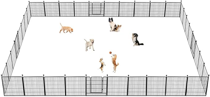 Dog Playpen 32 inch 30 Panels Indoor Outdoor Dog Pen for Medium/Small Dogs Heavy Duty Metal Dog Fence Outdoor for Yard, Puppy Playpen with Door Portable Pet Fence for RV Camping Yard